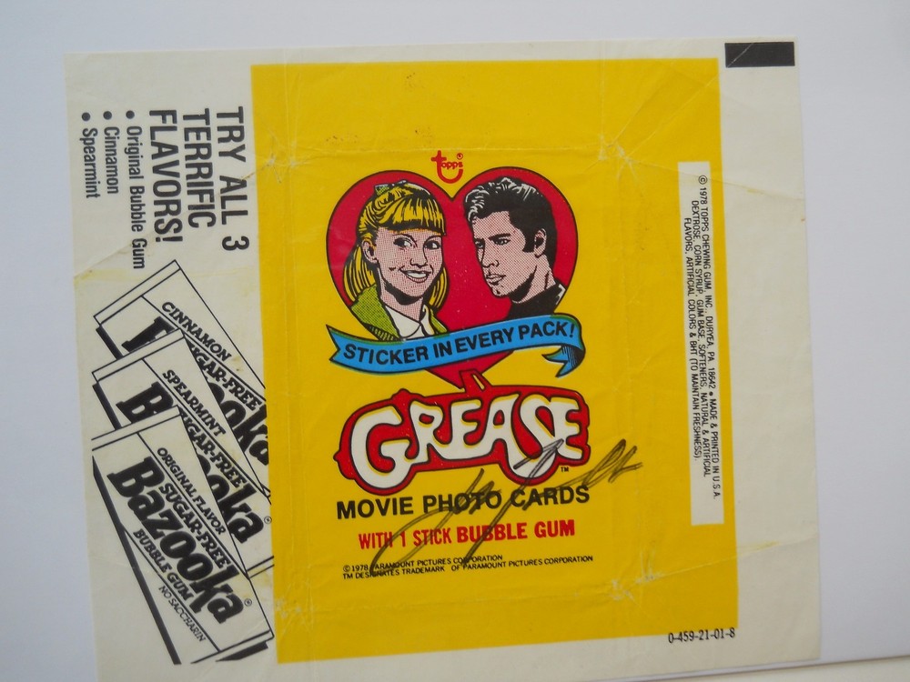 John Travolta Autographed 1978 GreaseTrading card Wrapper