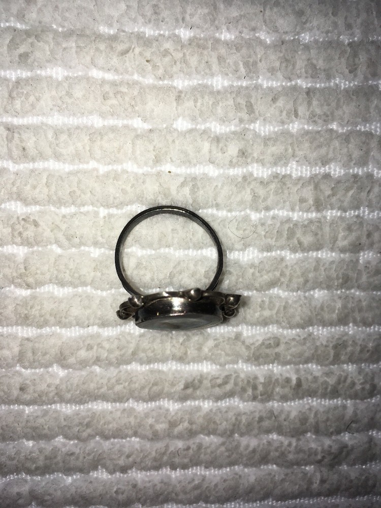 Antique Vtg Sterling Silver Abalone Ring Size 5