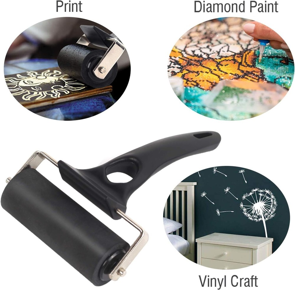 Professional Rubber Roller Brayer - Solid Handle, Easy Cleaning, Premium Quality