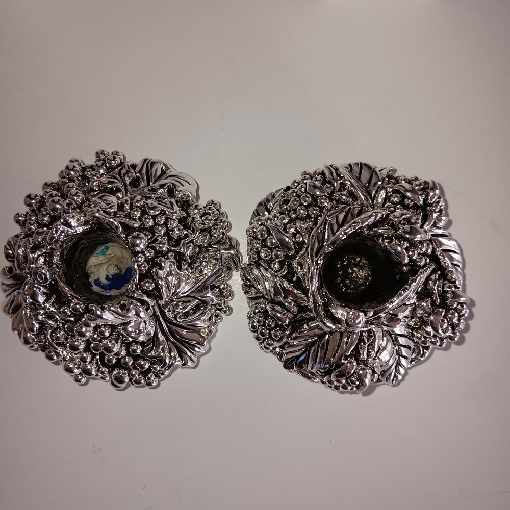 Arde Candle Holders. 2 Unique. Silverplate. Italy. Grapes.