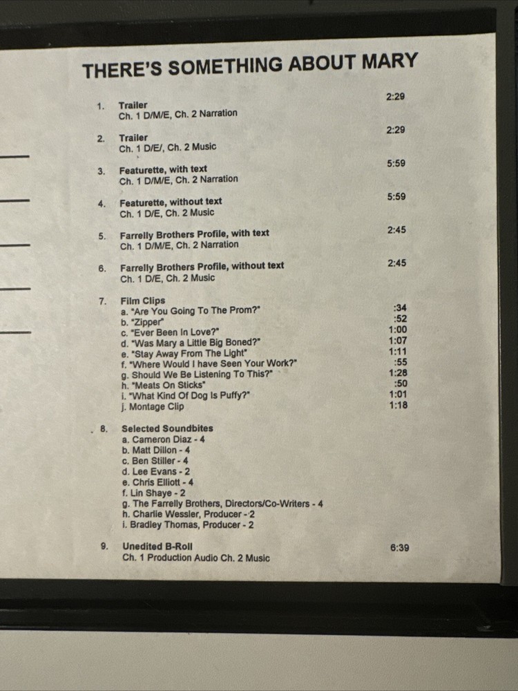 There’s Something About Mary - Audio Visual Press Release Kit Cassette