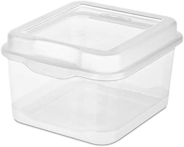 6-Pack Rectangular Large & 12-Pack Square Small FlipTop, Clear Storage Box