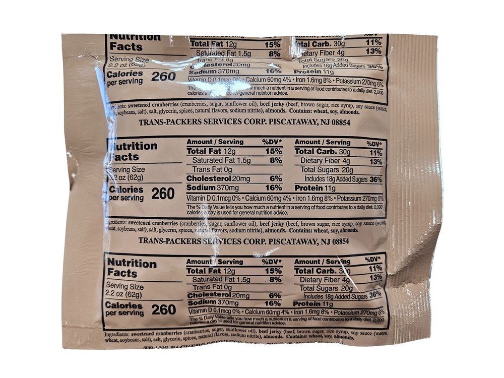 Authentic MRE Component - Recovery Trail Mix with Beef Jerky -USGI Ration Snack