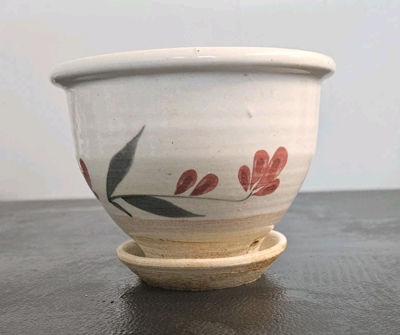 Studio Art Pottery Planter with Underplate and Drainage