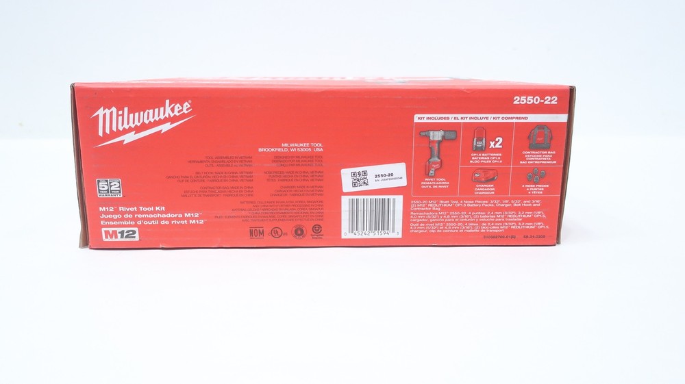 Milwaukee 2550-22 M12 Rivet Tool Kit