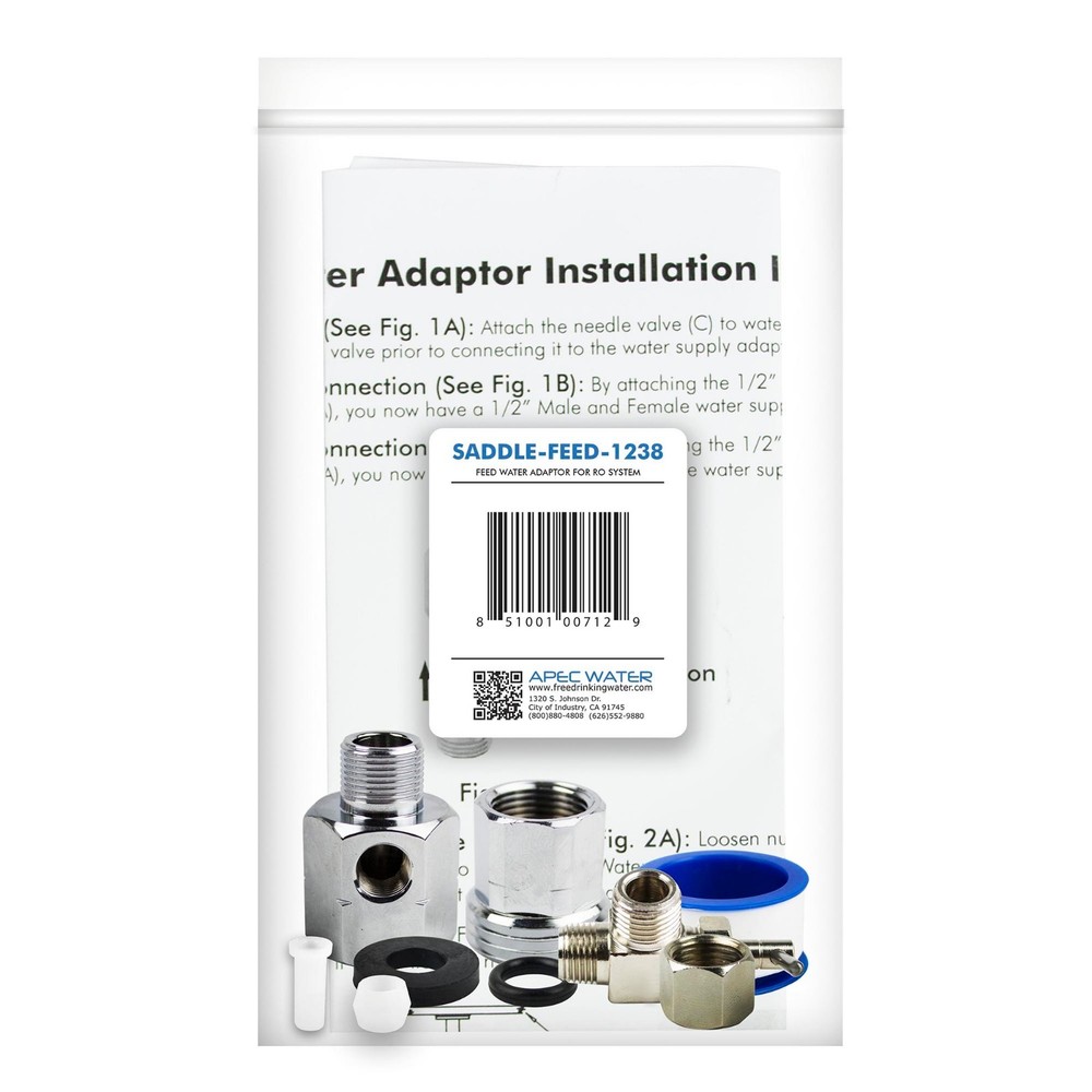 APEC Feed Water Adapter 1/2" & 3/8" for Undersink Reverse Osmosis Water System