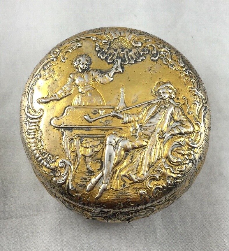 Figural Sheffield England 1899/Hanau Sterling w/Import Marks Hinged Box