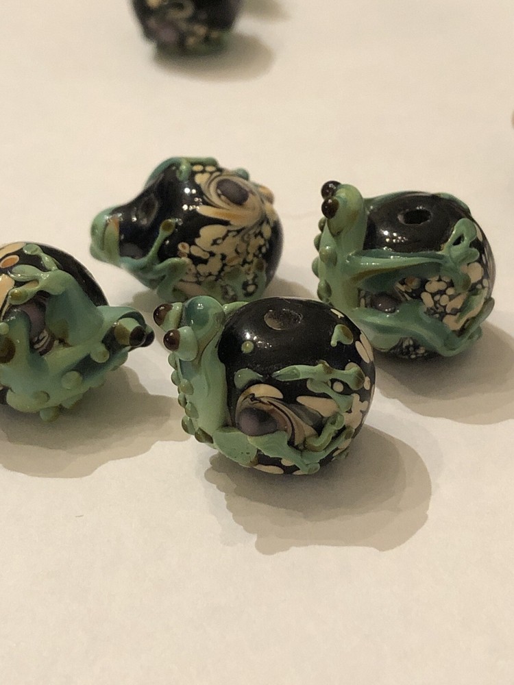One (1) Each Lampwork Glass Frog Bead