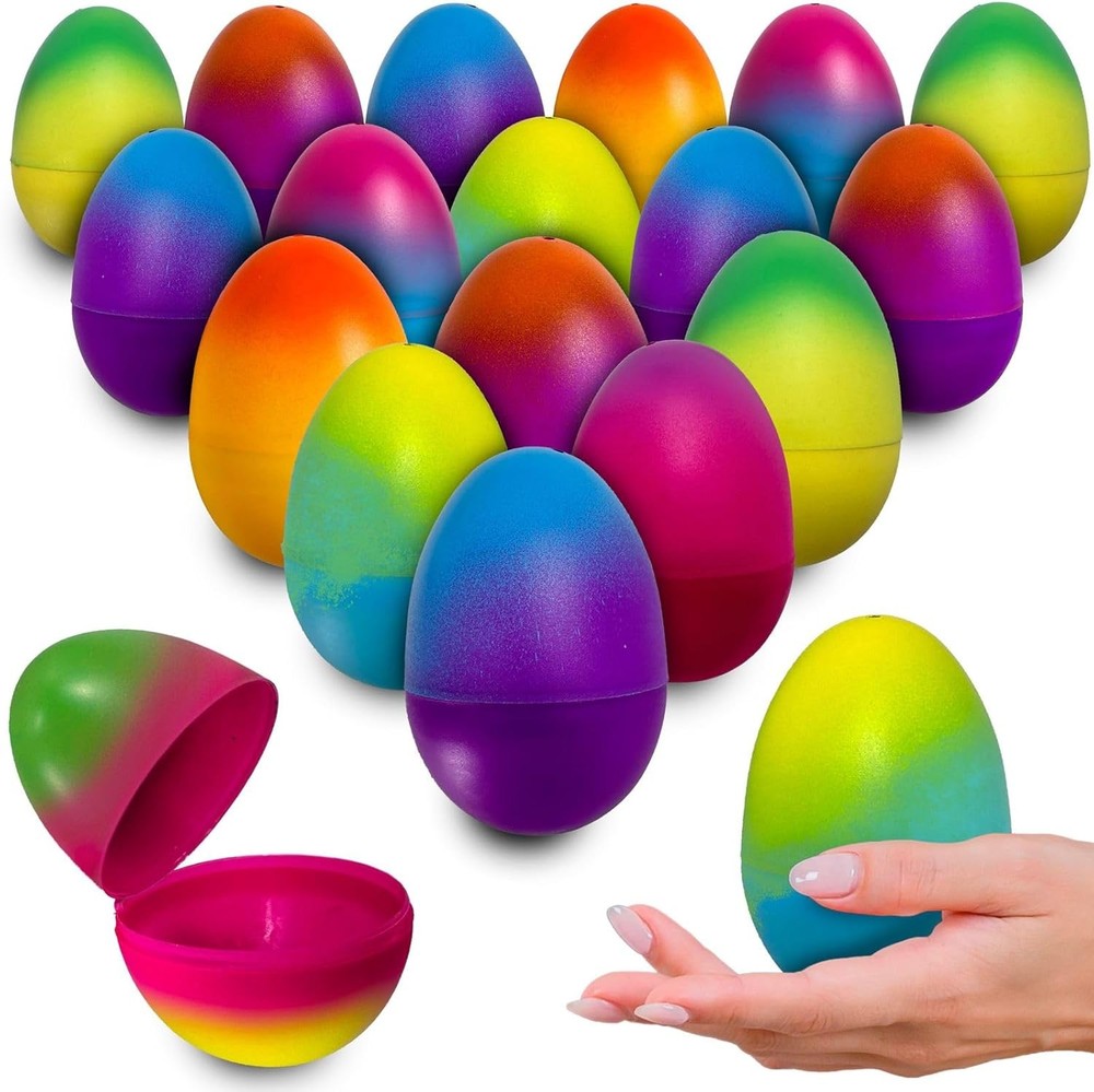 32 Pack Plastic Easter Eggs Empty 3.2” Large Plastic Eggs Fillable For Easter