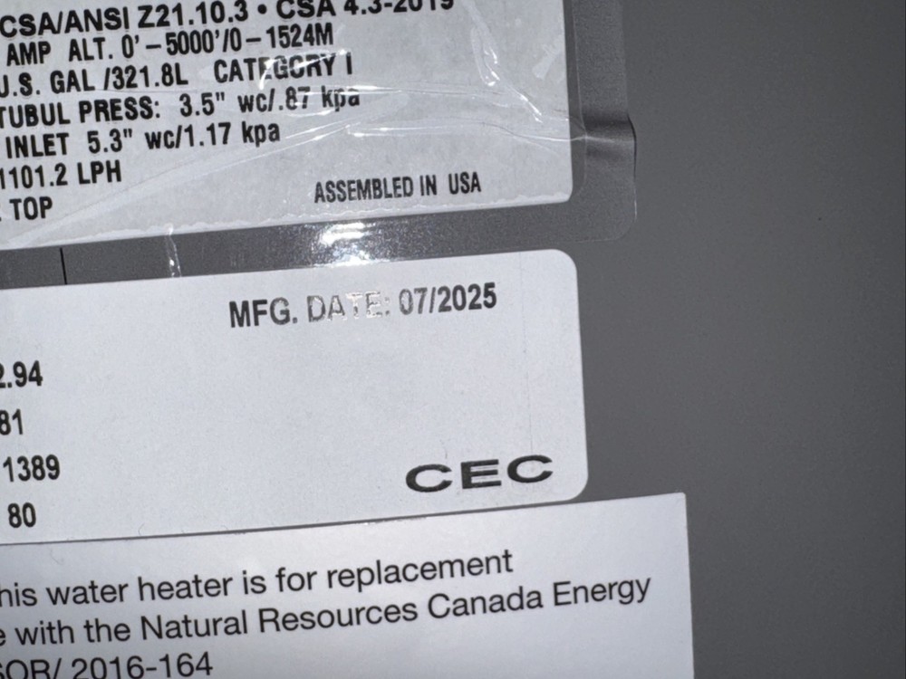 Rheem G85-300-1 300k BTU Commercial Gas Water Heater 85 Gallon