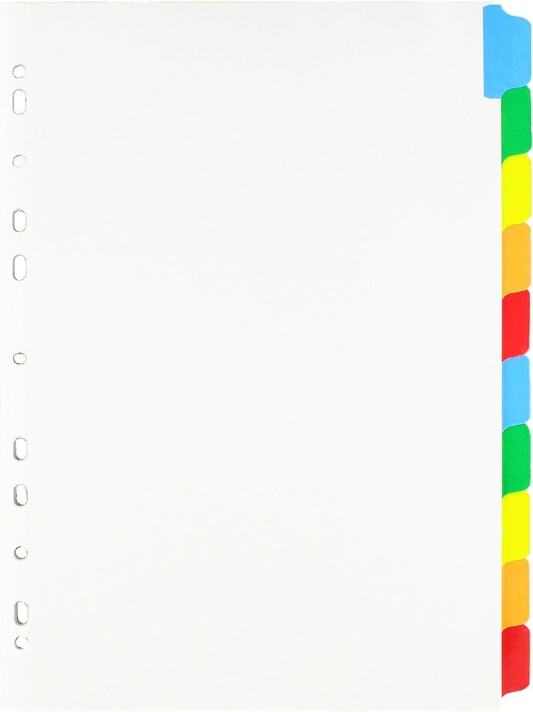 Q-Connect 10-Part Index Multi-punched Reinforced Board Multi-Colour Blank Tabs A
