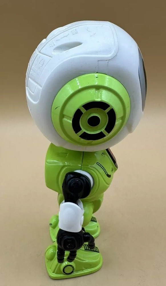 Poseable Green Metal Robot Figure Lights Sound