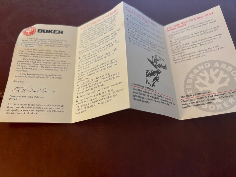 BOKER TREE BRAND KNIFE WARRANTY