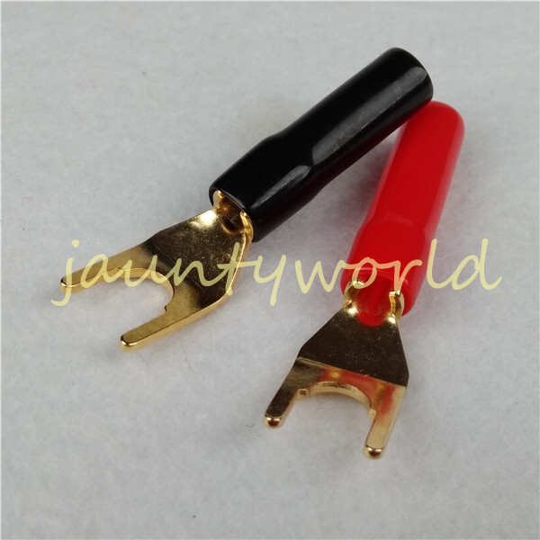 2PC Binding Posts Terminal Audio Cable Fork Spade Plug Connector
