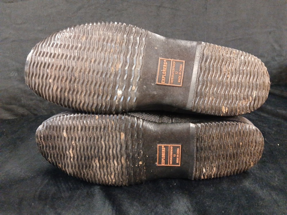Explorers Rain Boots Men's Size 12 Rubber Waterproof Lined-100% -Zip Up
