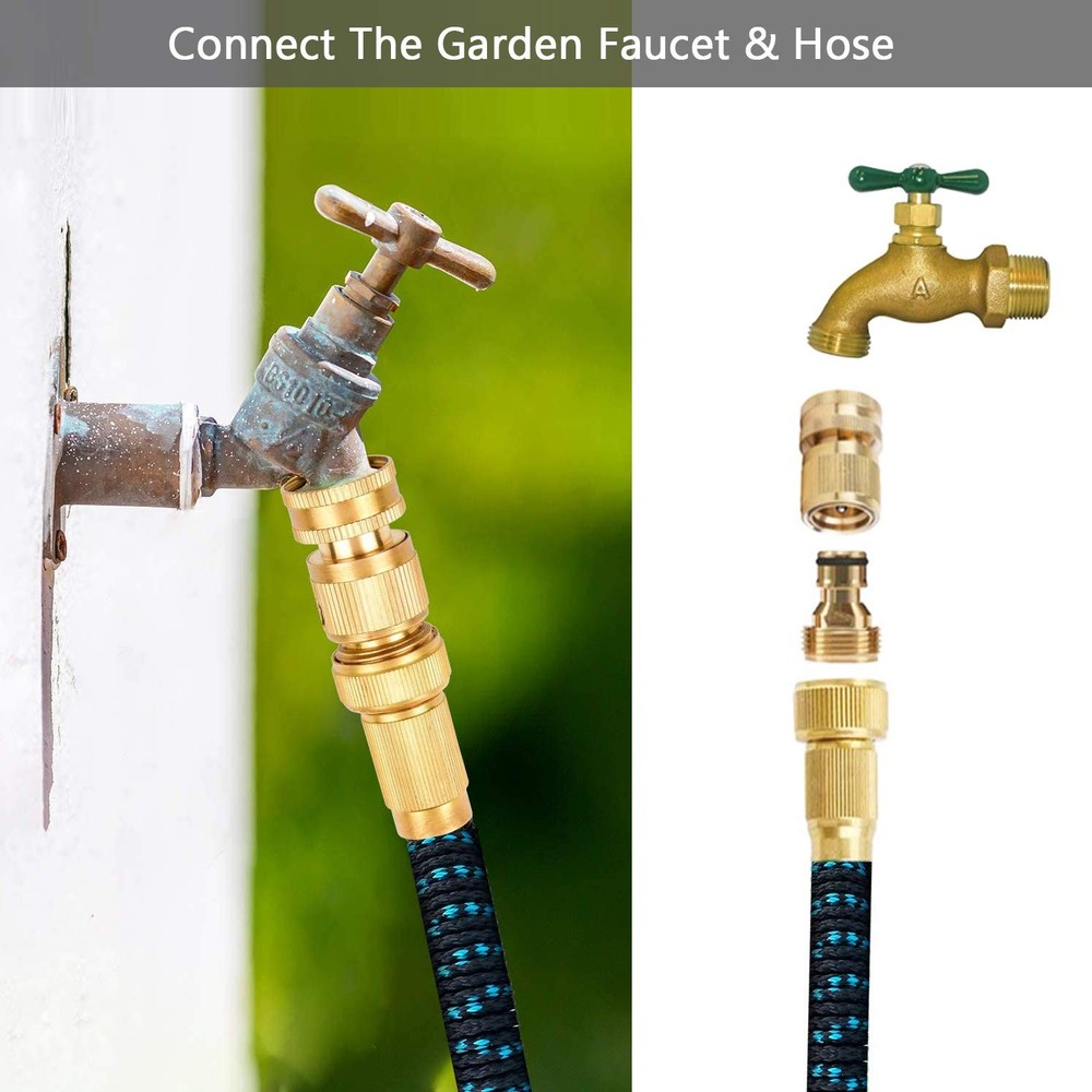 Garden Hose Quick Connector Set Solid Brass 3/4 Inch Water Fitings Thread Easy C