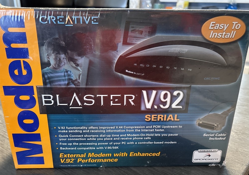 Creative Modem Blaster V.92 Serial External 56K Dial-Up Modem Retro PC NEW