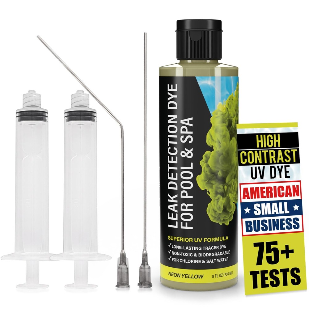 Pool Leak Detection Dye Kit 8 OZ Fluorescent Yellow 2 Precision Applicators