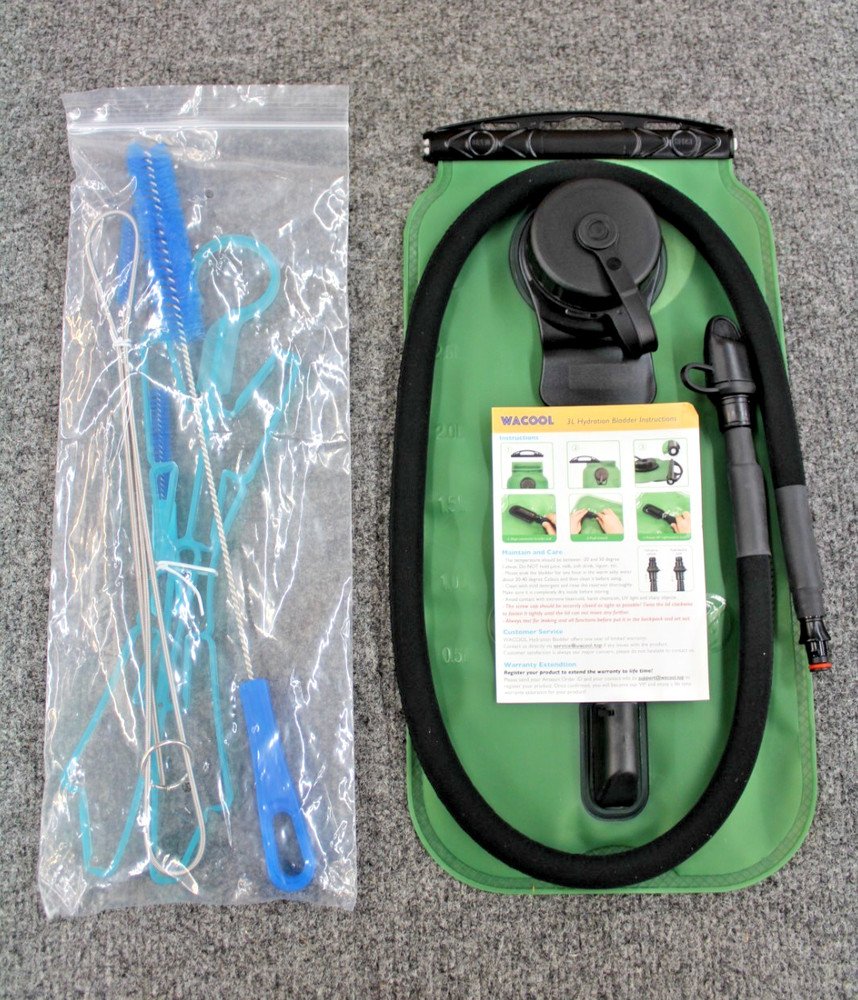 WACOOL 3L Hydration Bladder w/ Cleaning Kit (New- Open Packaging)