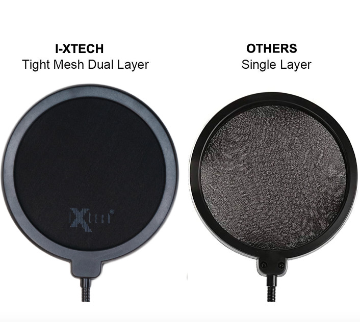 iXtech Professional Microphone Pop Filter Mask Shield For Blue Yeti and Any Mic.