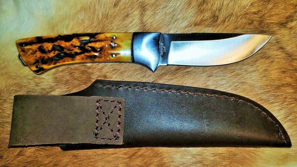 Klaas Bone Handle Custom Hunter - Fixed Blade Hunting Knife & Sheath