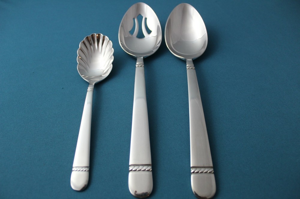 Reed & Barton BRIGHTON Serving (3pc Set) Tablespoon Pierced Glossy 18/8 Korea