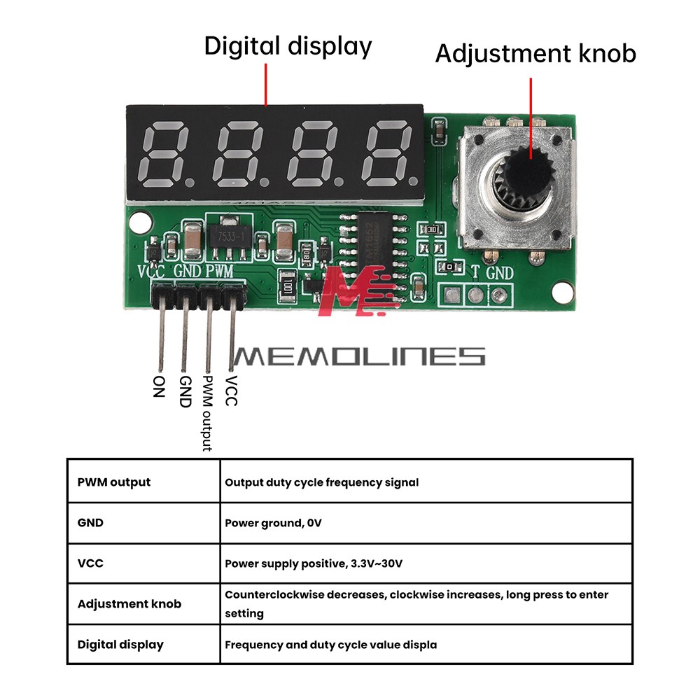 Adjustable PWM Pulse Frequency Duty Cycle Digital Square Wave Signal Generator