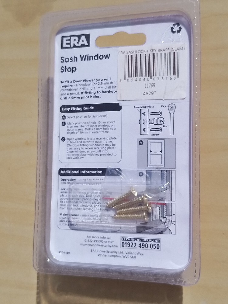 Retro Victorian style Brass Gold window Lock Latch Catch Security Sash Stop