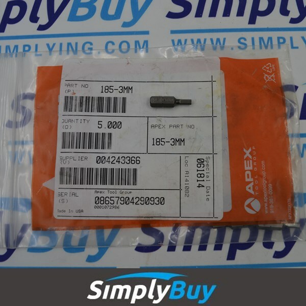 185-3MM Apex 1/4'' Socket Head (Hex-Allen) Hex Insert Bits, Metric