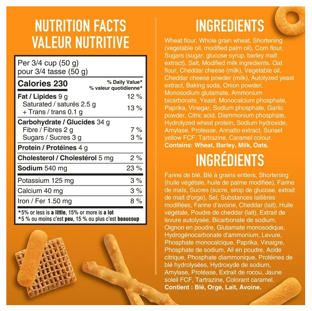 Crispers Bits & Bites Cheddar Snack and Cracker Mix, 145g (2 Pack)