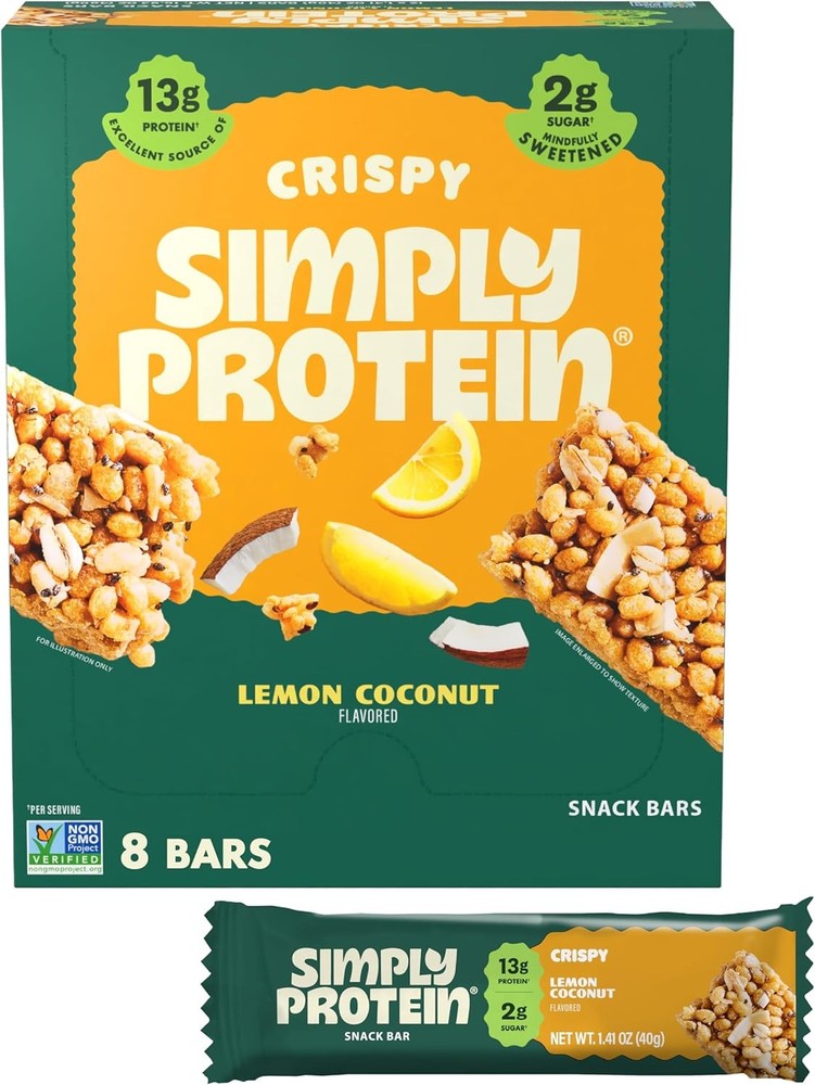 - Lemon Coconut Crispy Bars - Plant Based Protein Bars -