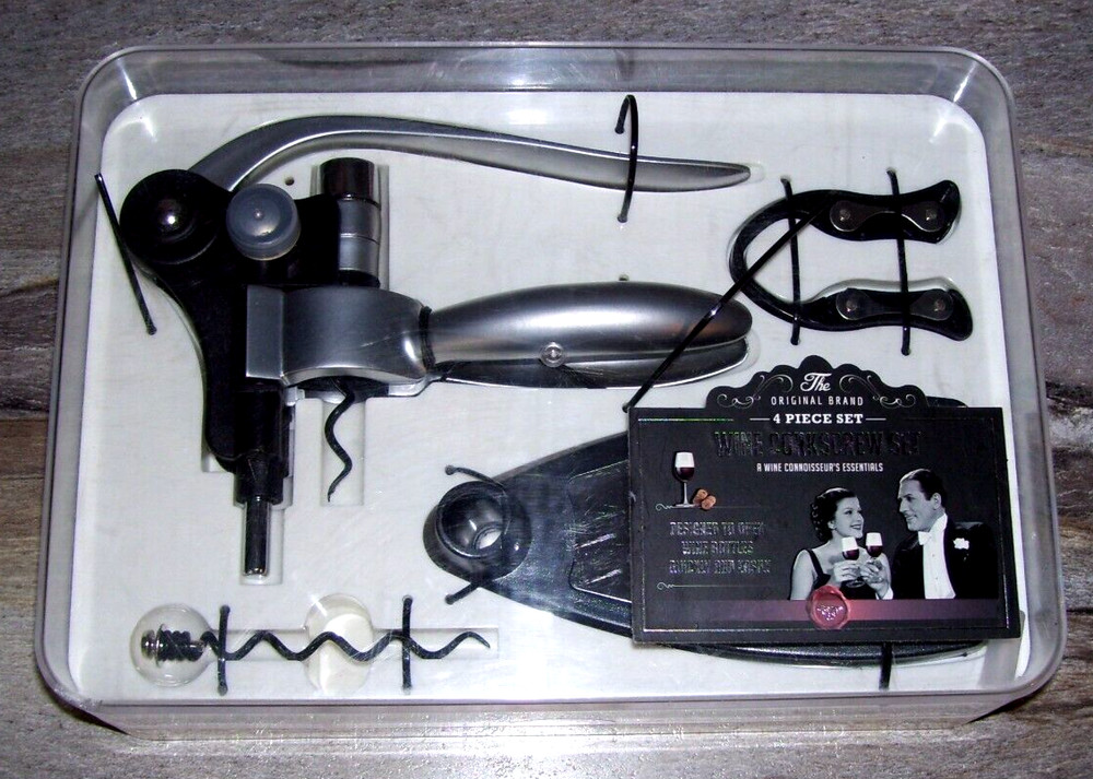 Silver One International 4 Pc. Wine Corkscrew Set. Never Used.