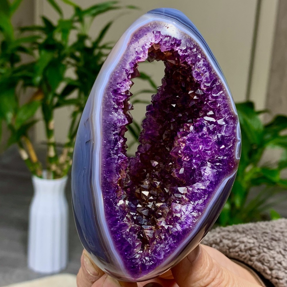 328G Natural Amethyst geode quartz clustercrystal specimen Healing