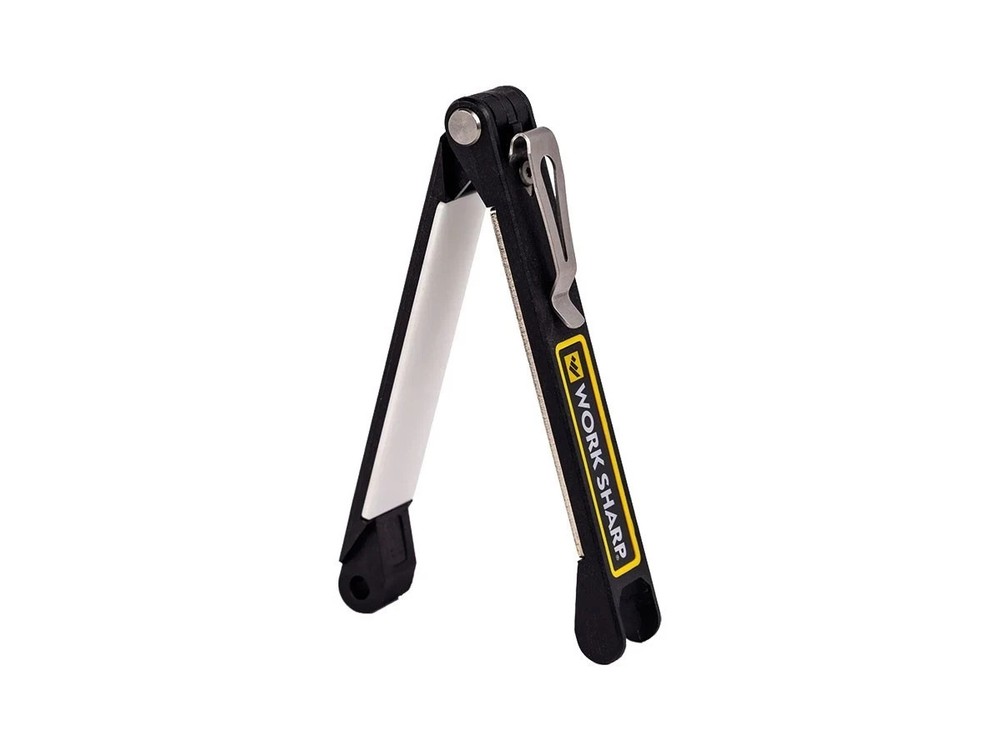 Work Sharp Folding Field Sharpener, 400 Grit and Ceramic Plates, Pocket Clip