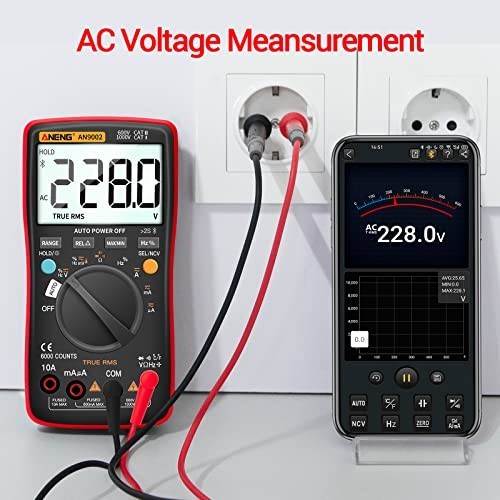 Digital Multimeter Bluetooth Auto Ranging 6000 Counts AC DC Voltage Current Test