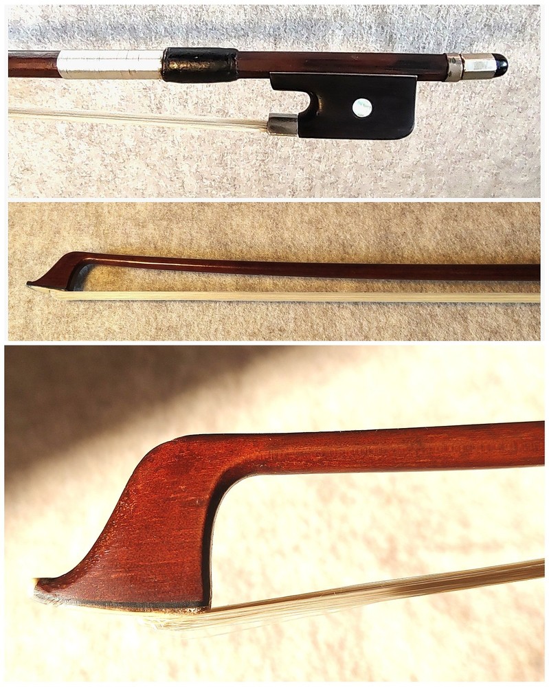Vintage Euro 3/4 Cello Bow, Pernambuco, 74g, Strong,  Responsive, Ebony & Silver
