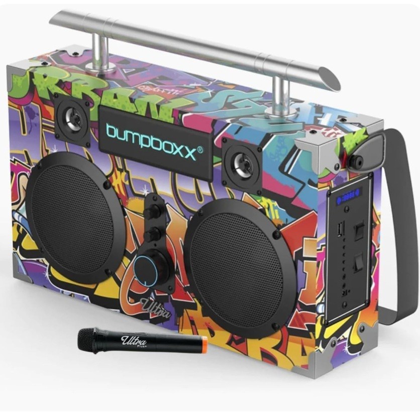 Bumpboxx Ultra Plus Multicolor Bluetooth USB Boombox Stereo Microphone Input