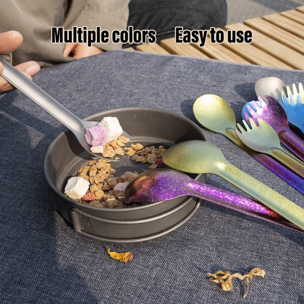Eco-Friendly Titanium Spork and Spoon Set - Lightweight Camping Tableware