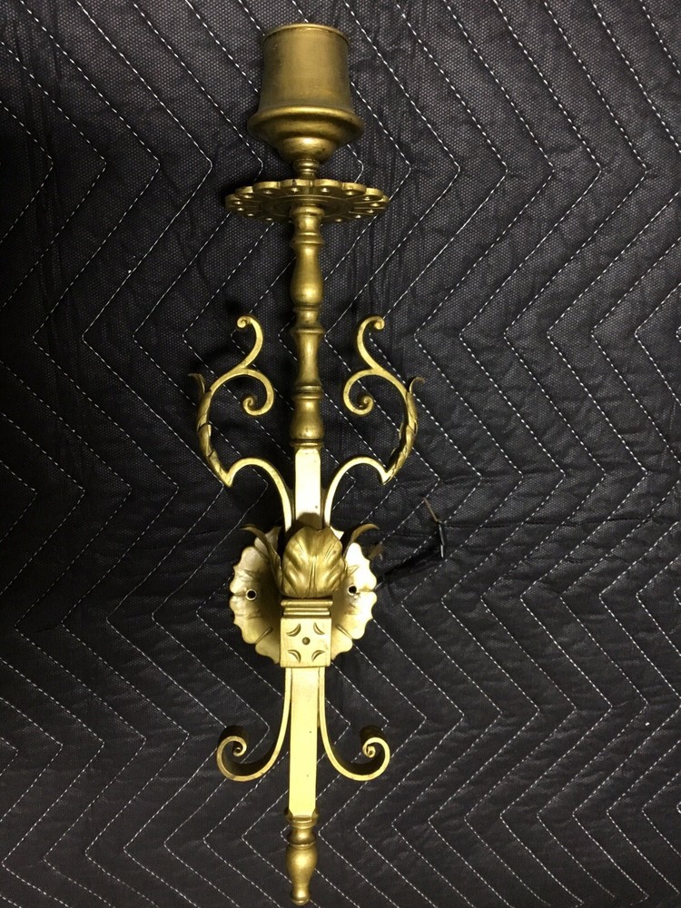 Antique Renaissance Ornate Gilded Solid Brass Wall Light Sconces
