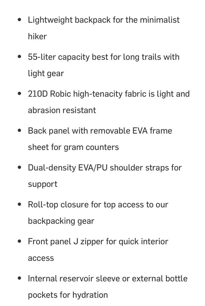 New! Mountainsmith Scream 55L Backpack ~Smoke Blue NWT