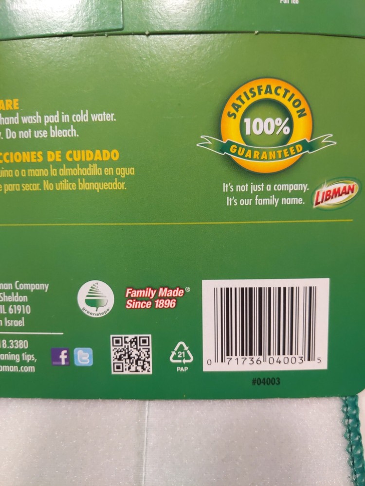 2 NEW Libman Freedom Spray Mop Refills Microfiber Washable Pads # 4003