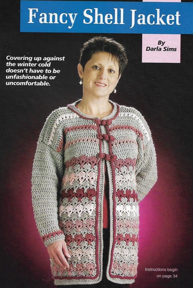 Lady's Fancy Shell Jacket crochet pattern instructions