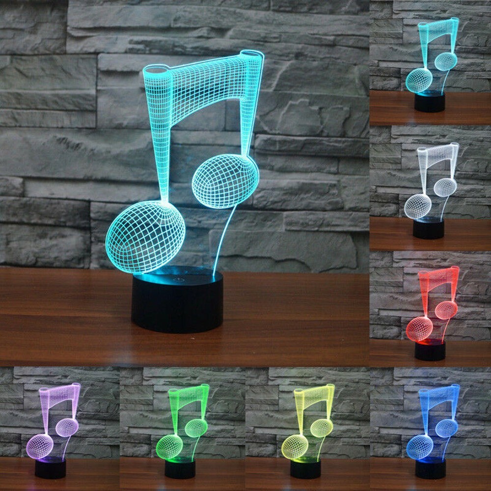 New Music Note 3D LED Night Lights Lamp Multi-Color Acrylic Visual Home Decor