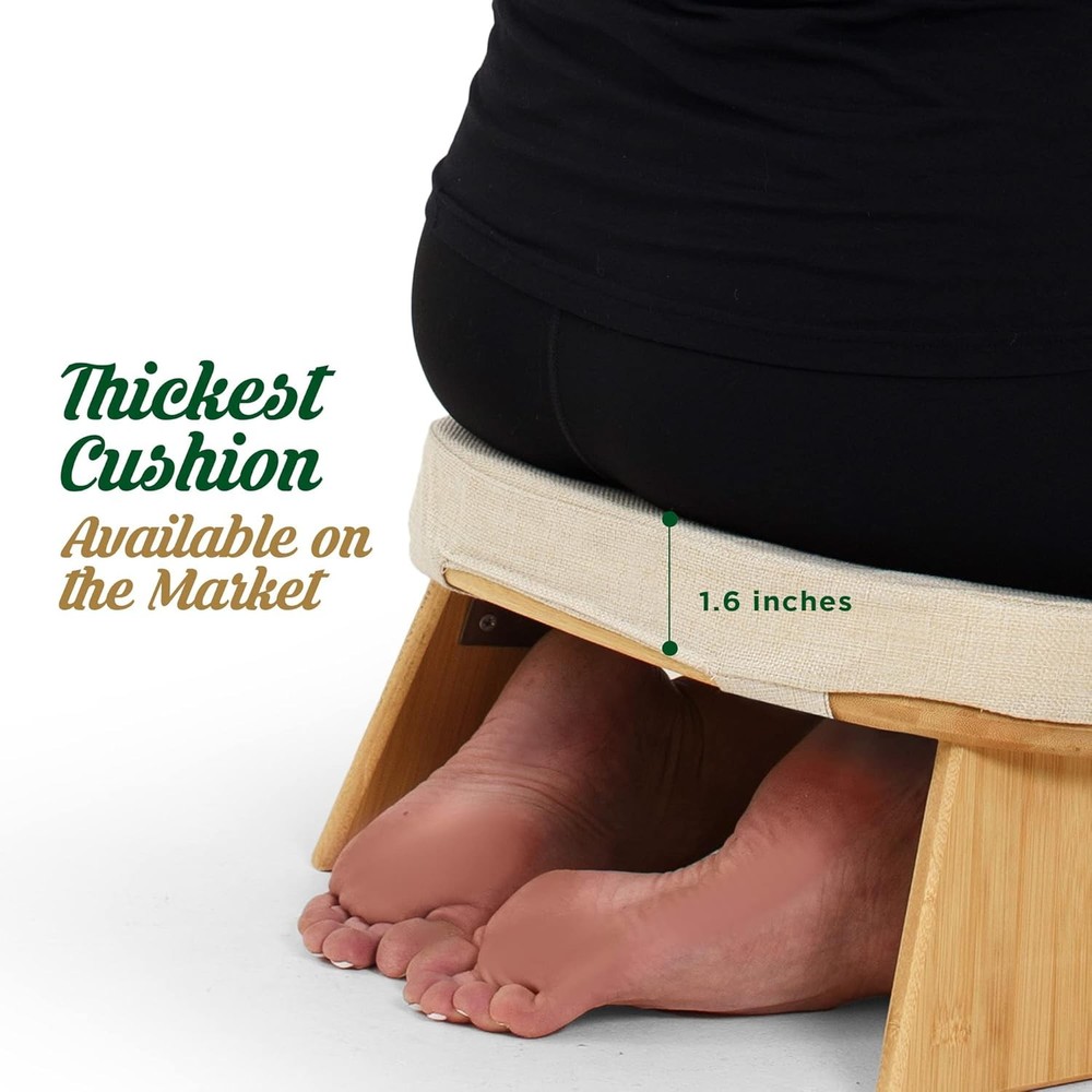 Foldable Bamboo Meditation Bench - Ergonomic Travel Kneeling Stool