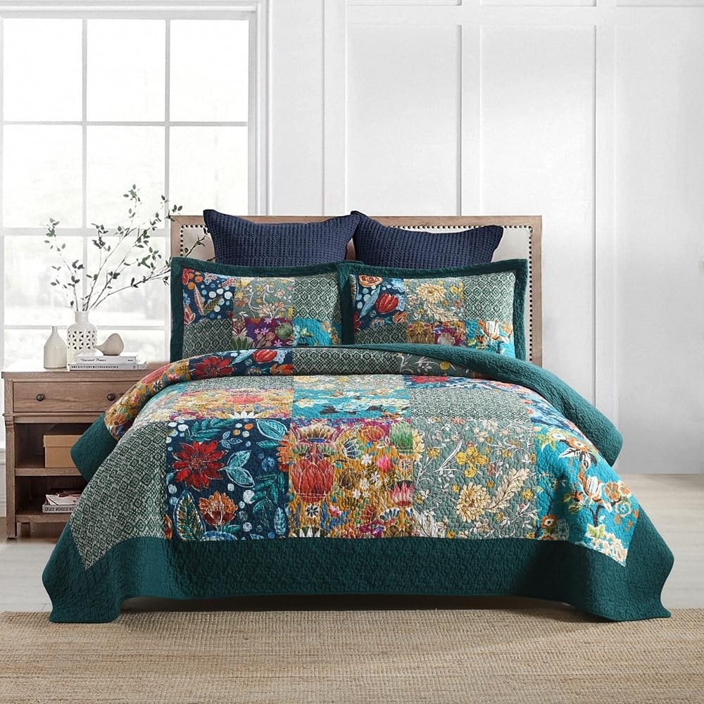 Autumn Dream Cotton Bedspread Quilt Sets Reversible Bedding Coverlet Sets Com...