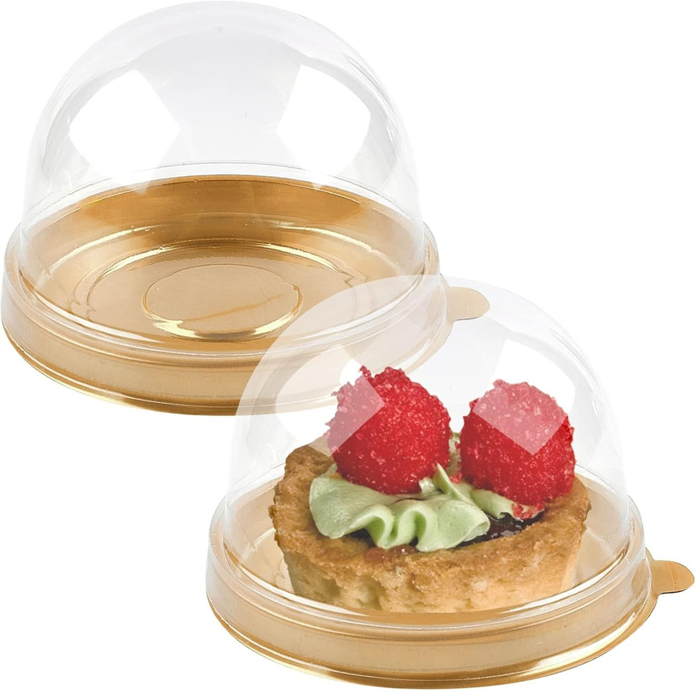 100Pcs Mini Cake Containers with Clear Dome Lids for Mini Desserts Cupcake, Chee