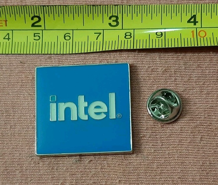 Intel Blue Square Logo Computer Company jacket lapel pin