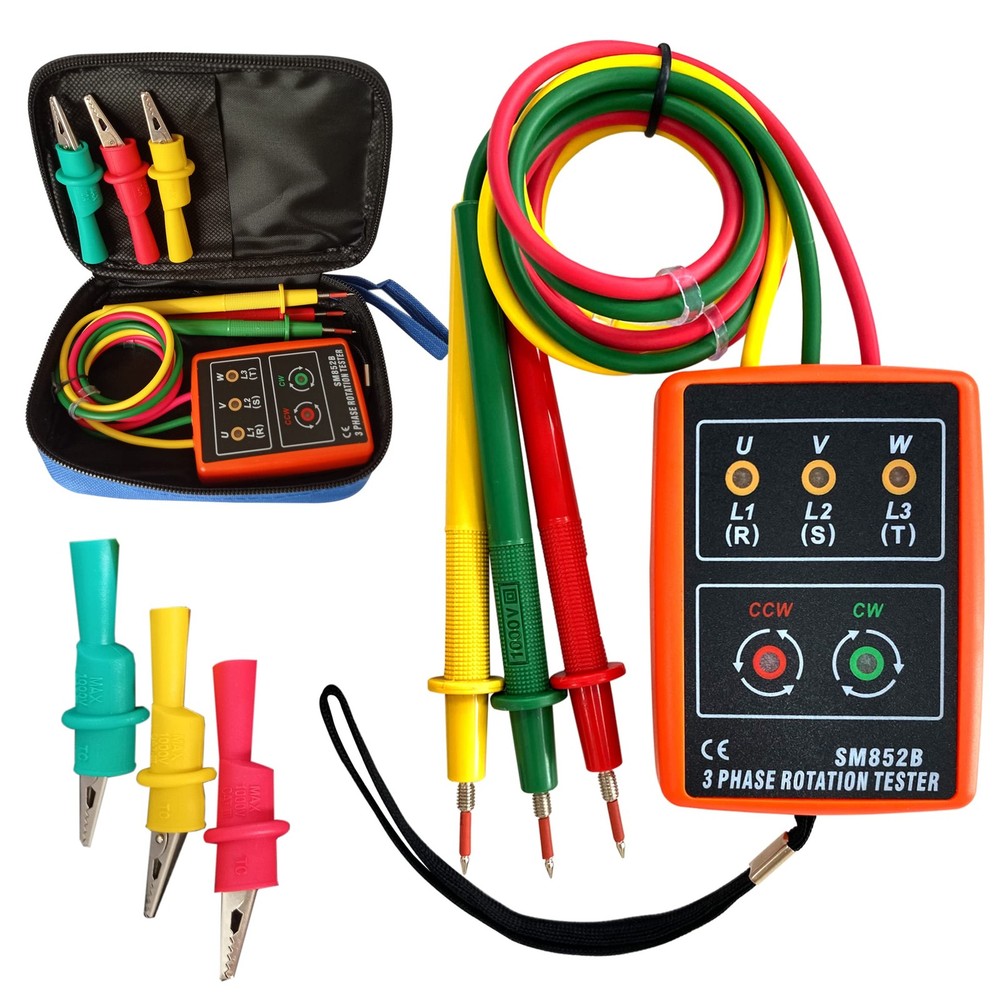 3 Phase Sequence Tester,Phase Rotation Meter Checker Multicolor