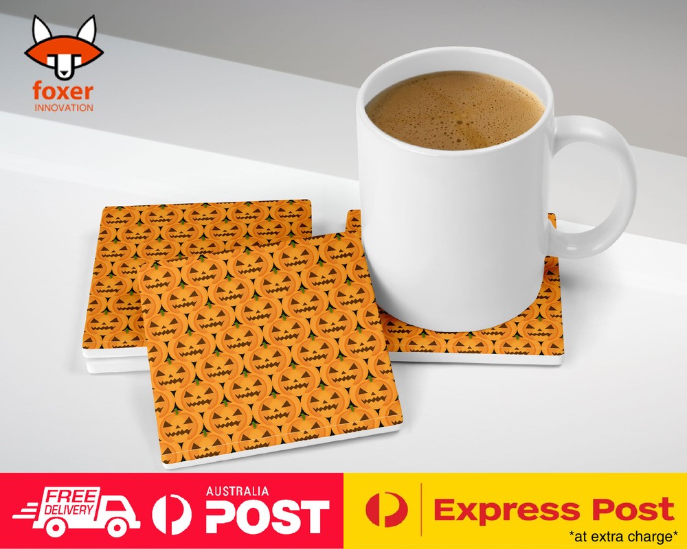 COASTER COFFEE DRINKING MAT|HALLOWEEN PUMPKIN FACE PATTERN #3