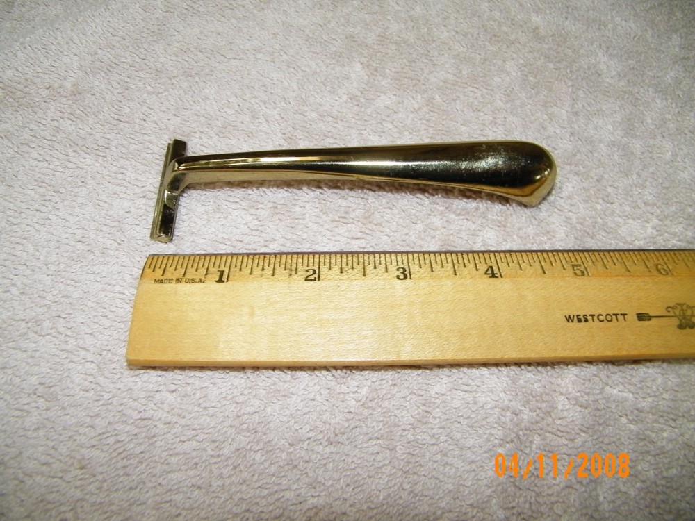 Solid Brass Gold Plated Shaving Razor Handle, 5”